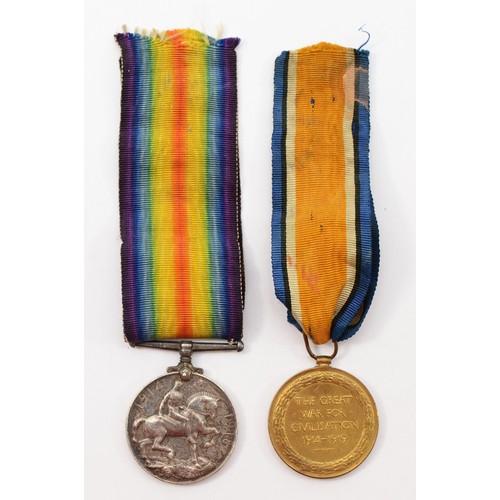 621 - WWI pair, War and Victory, named 32608 Pte T. Ferrie KSLI