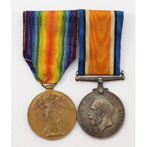 624 - WWI mounted pair, War and Victory, named 204043 Pte L. Humphries, Worc R