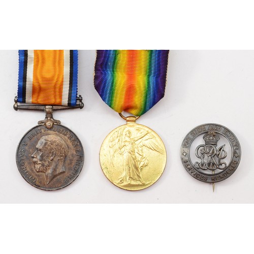 629 - WWI pair, War and Victory, named 47320 Pte. J. Fackrell, Welsh Regt, together with a silver Services... 