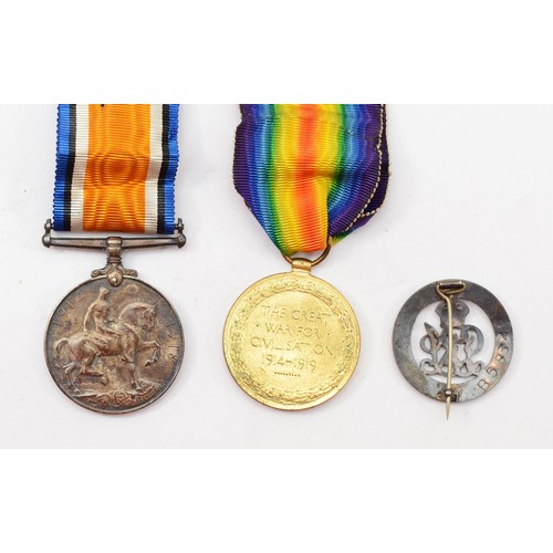 629 - WWI pair, War and Victory, named 47320 Pte. J. Fackrell, Welsh Regt, together with a silver Services... 