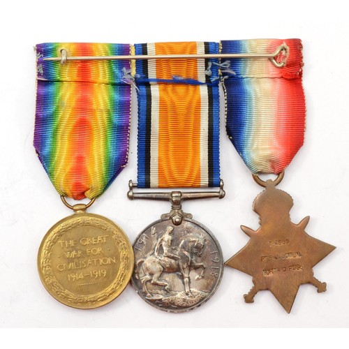 640 - WWI trio, 1914-15 Star, War and Victory, named 7-2665 Pte. J. Cowan, Northumberland Fus