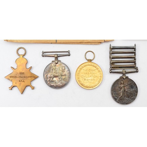 648 - Q.S.A./WWI group of four, S.A with five bars, South Africa 1901, Lang's Nek, Transvaal, Relief of La... 