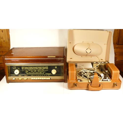 251 - A mid 20th century Saja reel to reel machine in original fitted case together with a Rigonda mahogan... 