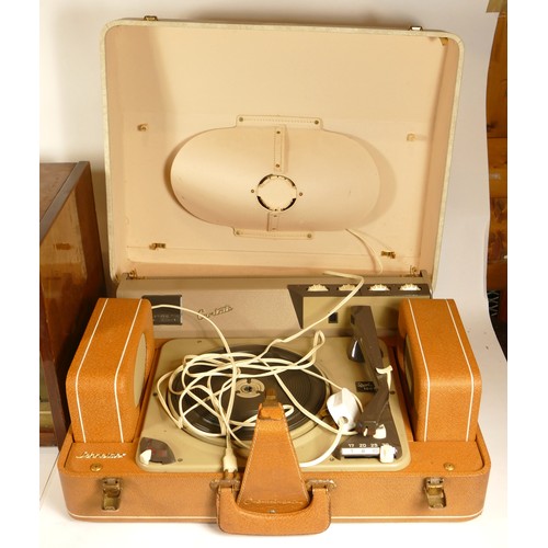 251 - A mid 20th century Saja reel to reel machine in original fitted case together with a Rigonda mahogan... 