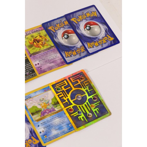 228 - Assortment of Pokemon trading cards comprising of three Charmander 46/102, Squirtle 63/102, Pikachu ... 