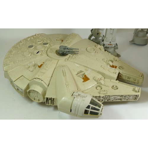 191 - Three unboxed Star Wars models; Millennium Falcon, Rebel Transport ship and an AT-AT