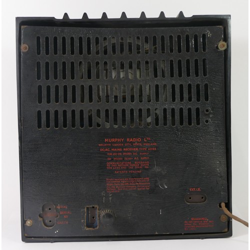 253 - A black Bakelite SAD94s Murphy radio, serial No. 115008, c.1940's, 35 x 32 x 17.5cm.