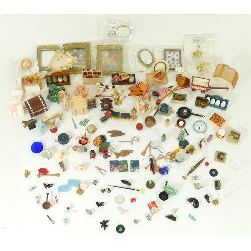 208 - A substantial collection of Georgian style dolls house furniture and accessories, enough to fully fu... 