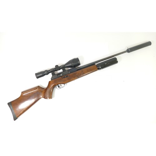 503 - BSA England .22 cal Gas-Ram air rifle, including sound moderator, aperture for a seven-shot magazine... 