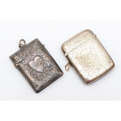 28 - A Victorian silver vesta case, Birmingham 1898 and another 1913, 57gm