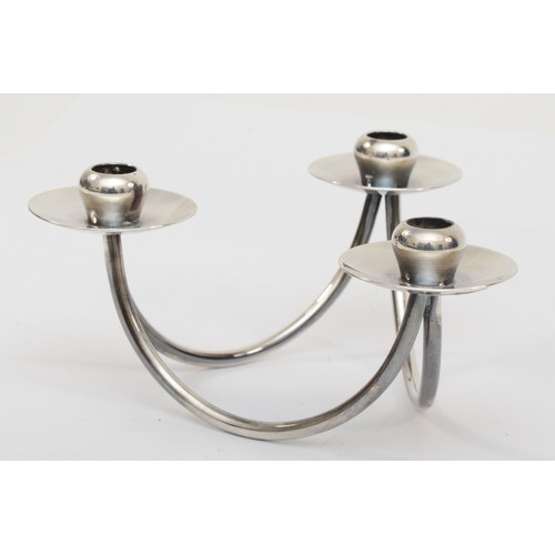 46 - A Danish silver plated triple candelabra, 14cm