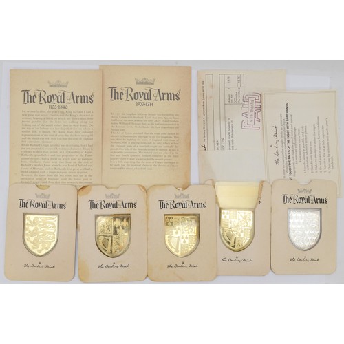 70 - The Danbury Mint, five silver proof medallions from the Royal Arms collection, produced in celebrati... 