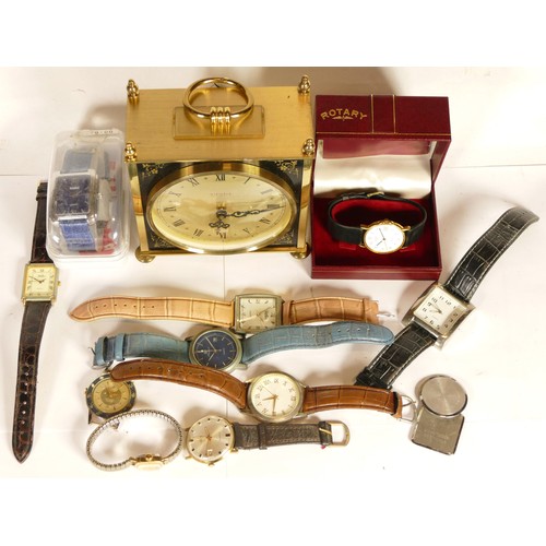 81 - A group of fashion watches and a Kienzle mantel clock.