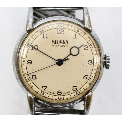 88 - Medana, a chrome plated manual wind vintage gentleman's wristwatch, 30mm, working when catalogued