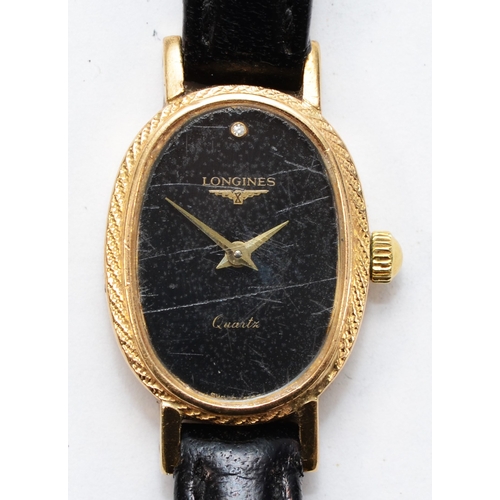 89 - Longines, a 9ct gold quartz ladies wristwatch, London 1981, 12 x 22mm