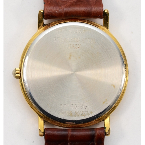 91 - Longines, a gold plated quartz date gentleman's wristwatch, model L4.636.2, serial number 2748616632... 