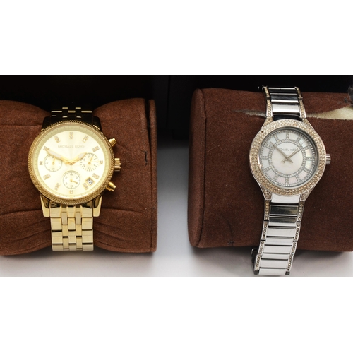 99 - Michael Kors, a stainless steel ladies quartz wristwatch, Kerry MK-3441, together with a RITZ  D chr... 