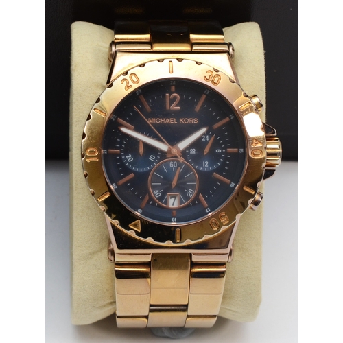 101 - Michael Kors, two stainless steel ladies quartz chronograph wrist watches, RITZ MK-5057, BEL AIRE MK... 