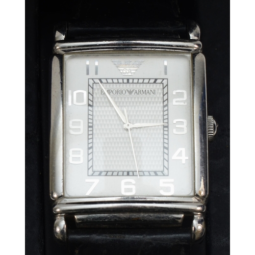 104 - Emporio Armani, a stainless steel gentleman's wrist watch, AR-0432, together with two other fashion ... 