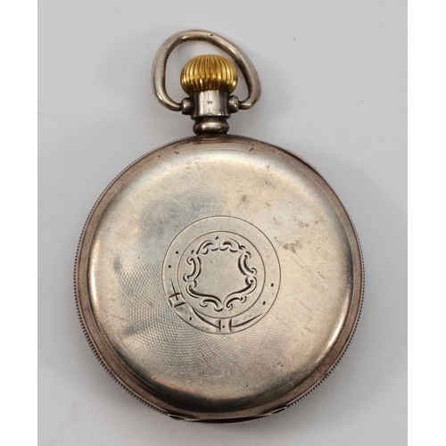 107 - Kay's Keyless Challenge, a silver open face pocket watch, Birmingham 1923, 49mm, working when catalo... 