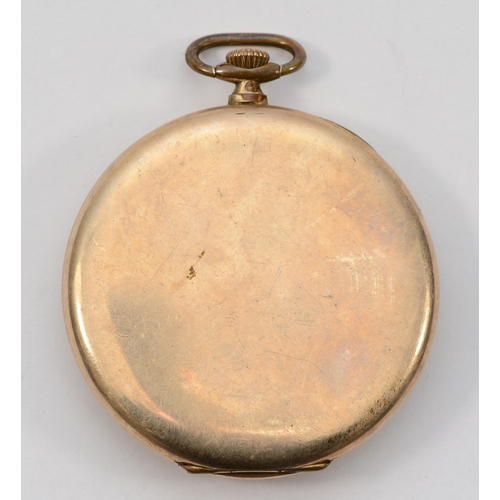 110 - Grosvenor, a gold plated, keyless wind open face pocket watch, 15 jewel movement, 46mm, working when... 