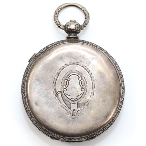 116 - A Victorian silver open face key less wind Patent Lever Chronograph pocket watch, Birmingham 1866, w... 