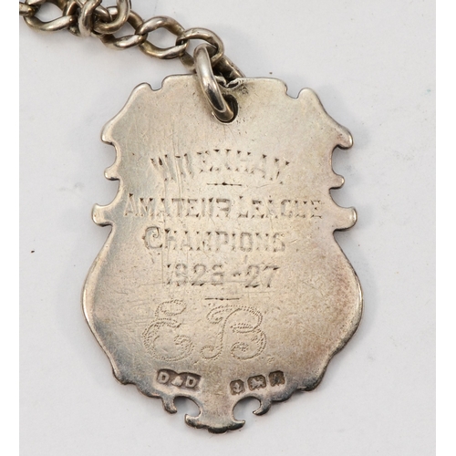 117 - A silver curb link graduated watch albert, Birmingham 1898, with Fellowship Freedom Reform fob, Birm... 