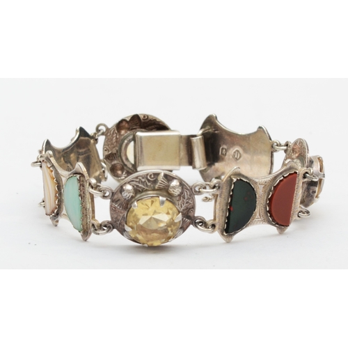 171 - A Scottish silver hard stone segmented bracelet, by Ward Brothers, Glasgow 1956, 19cm.