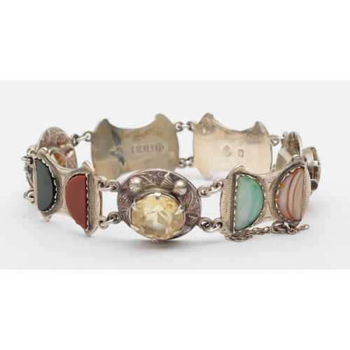 171 - A Scottish silver hard stone segmented bracelet, by Ward Brothers, Glasgow 1956, 19cm.