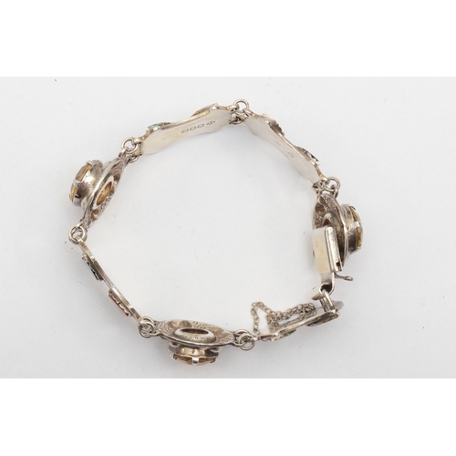 171 - A Scottish silver hard stone segmented bracelet, by Ward Brothers, Glasgow 1956, 19cm.