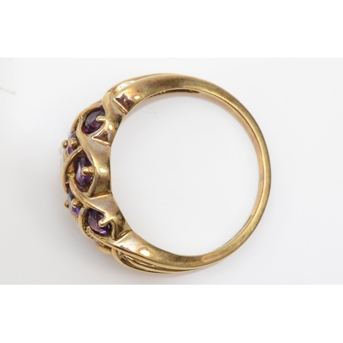 249 - A 9ct gold amethyst cluster ring, N, 3.2gm.