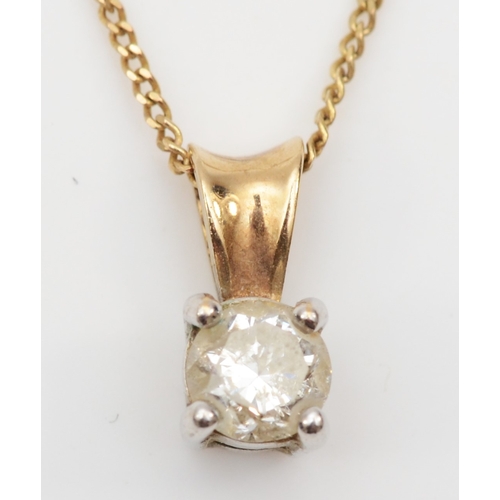 290 - A 9ct gold brilliant cut diamond pendant, diamond weight approximately 0.25ct, on chain, 1.2gm.