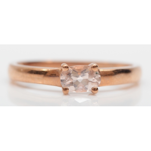 314 - A 9ct rose gold morganite dress ring, O-P, 1.6gm.