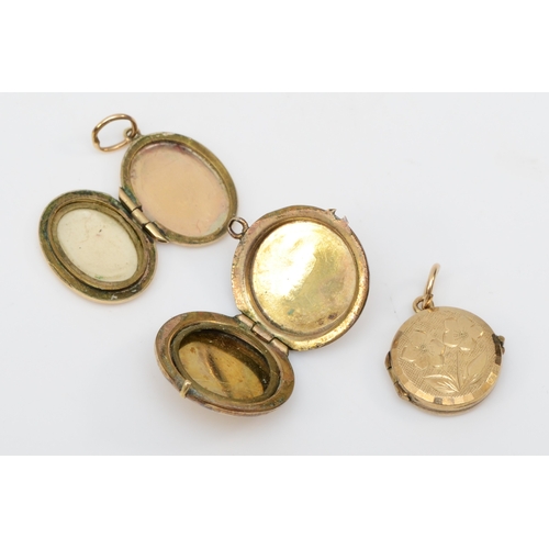 316 - Three 9ct gold front and backed lockets, 7.1gm.