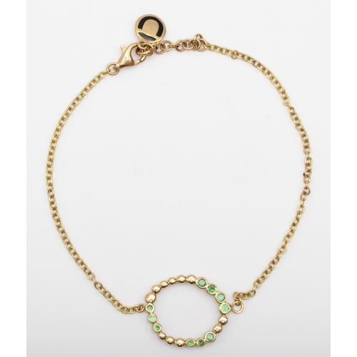 331 - A 375 gold green garnet bracelet, 21cm, 3.8gm.