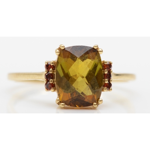 380 - A 14ct gold green stone dress ring, O, 2.4gm.