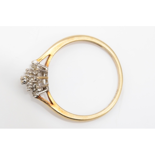 382 - A 9ct gold eight cut diamond cluster ring, P, 1.8gm.