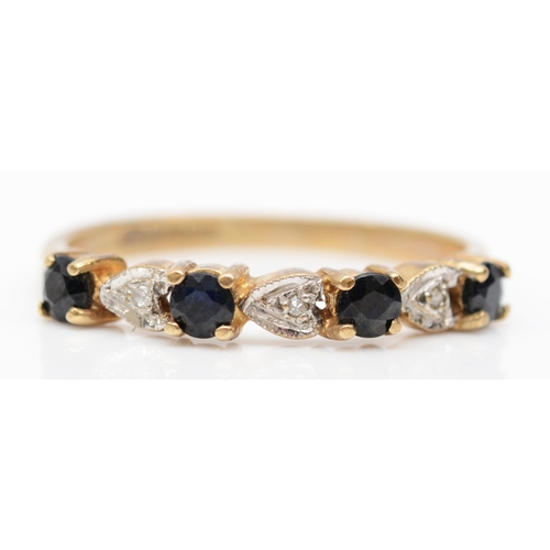 408 - A 9ct gold sapphire and diamond dress ring, M, 1.5gm.