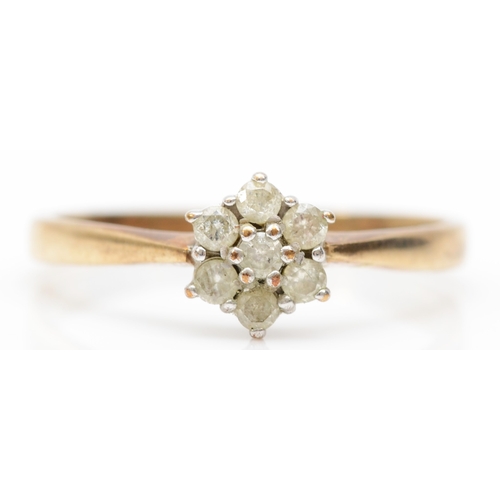 413 - A 9ct gold brilliant cut diamond cluster ring, Q, 1.7gm.