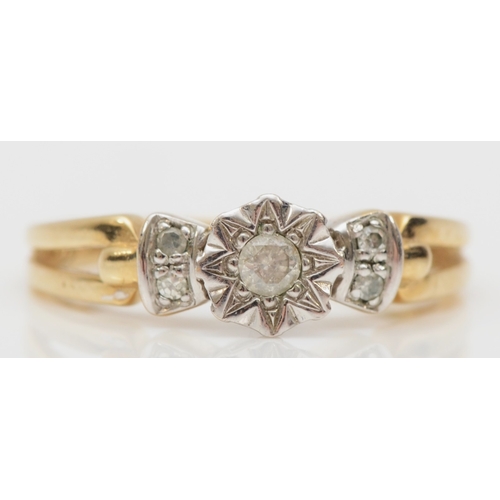 479 - A 9ct gold illusion set brilliant cut diamond ring, k-L, 1.9gm.