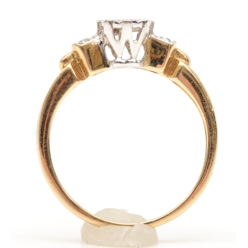 479 - A 9ct gold illusion set brilliant cut diamond ring, k-L, 1.9gm.