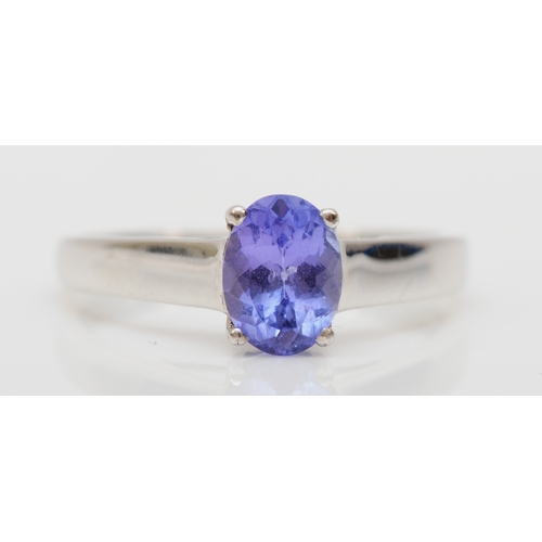 534 - A 9ct white gold tanzanite dress ring, P, 1.6gm.