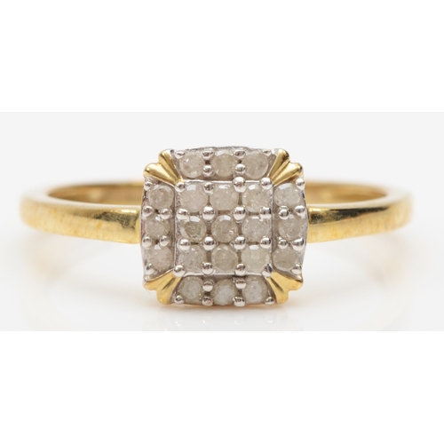 550 - A 9ct gold eight cut diamond cluster ring, O, 1.8gm.