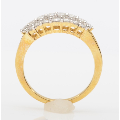 558 - A 9ct gold brilliant cut diamond cluster ring, O, 3.3gm.