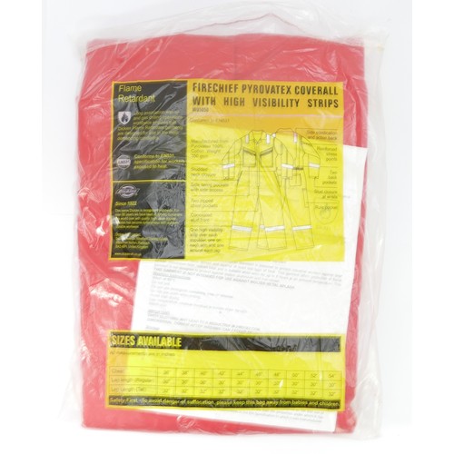 126 - Dickies Coveralls - Firechief Pyrovatex with high visibility strips, Red, size 40 T