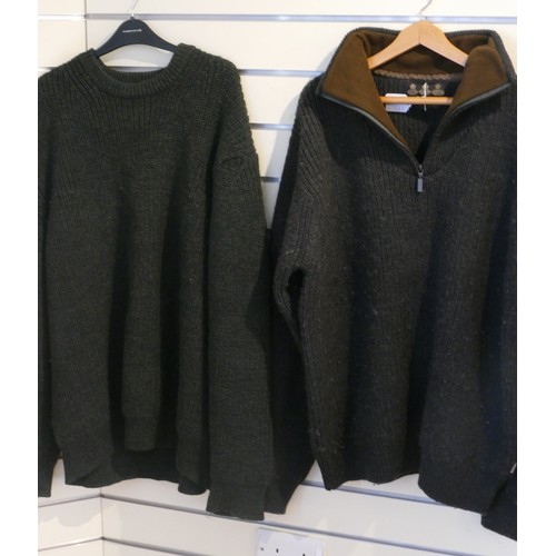 274 - Barbour Tyne crew neck Olive wool sweater, XXL, Barbour crew neck wool jumper, XXL.