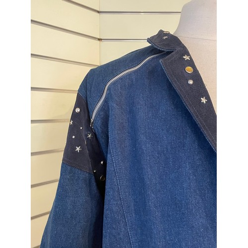 298 - Ladies retro/vintage 1980's Norbert Nel Jeans, Paris, full length coat with suede, studs, gems and b... 