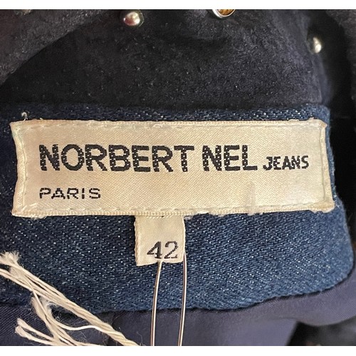 298 - Ladies retro/vintage 1980's Norbert Nel Jeans, Paris, full length coat with suede, studs, gems and b... 