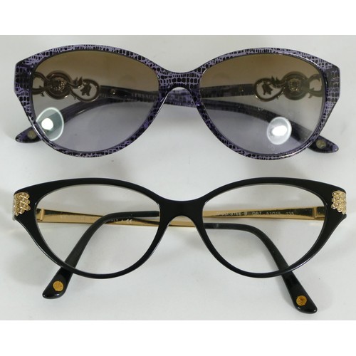 308 - A pair of ladies Versace sunglasses, together with a pair of Versace prescription glasses, cased. (2... 