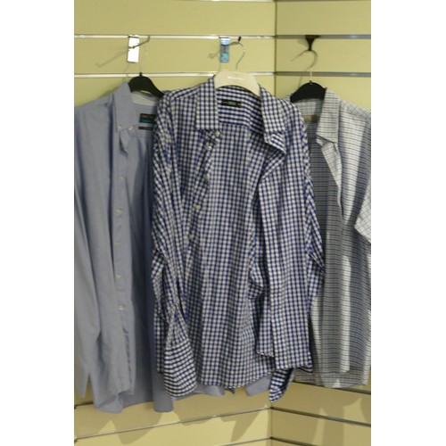 254 - Marks & Spencer cotton shirt, light blue, size 44-45.  Marks & Spencer checked shirt, blue/white, si... 